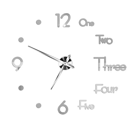 DIY 3D Mirrored Acrylic Wall Clock - Self-Adhesive Home Decor for Kitchen and Living Room