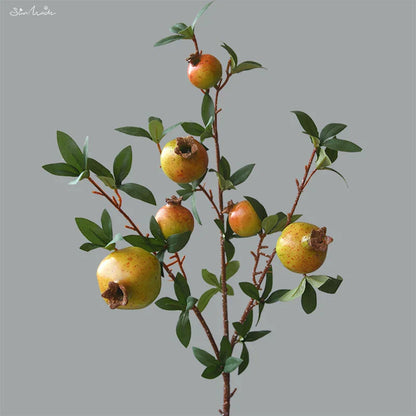 Vibrant 6-Branch Faux Pomegranate Decor with Lush Foliage