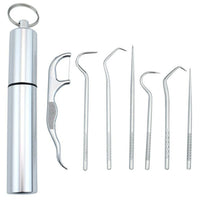 1x 7-piece stainless steel toothpick set