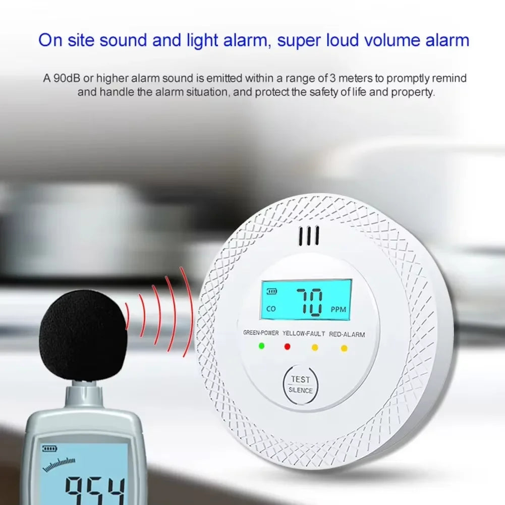 Wireless CO and Smoke Detector with LCD Display and Alarm