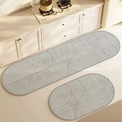 Super-Absorbent Kitchen Mat – Washable & Non-Slip – Oval Shape with Diatomaceous Earth Design for Bathroom & Kitchen
