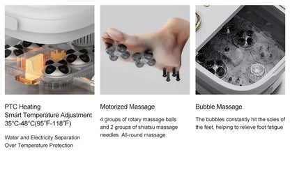 Foldable Foot Spa Massager with Heat, Bubbles, 4 Rollers & Timer