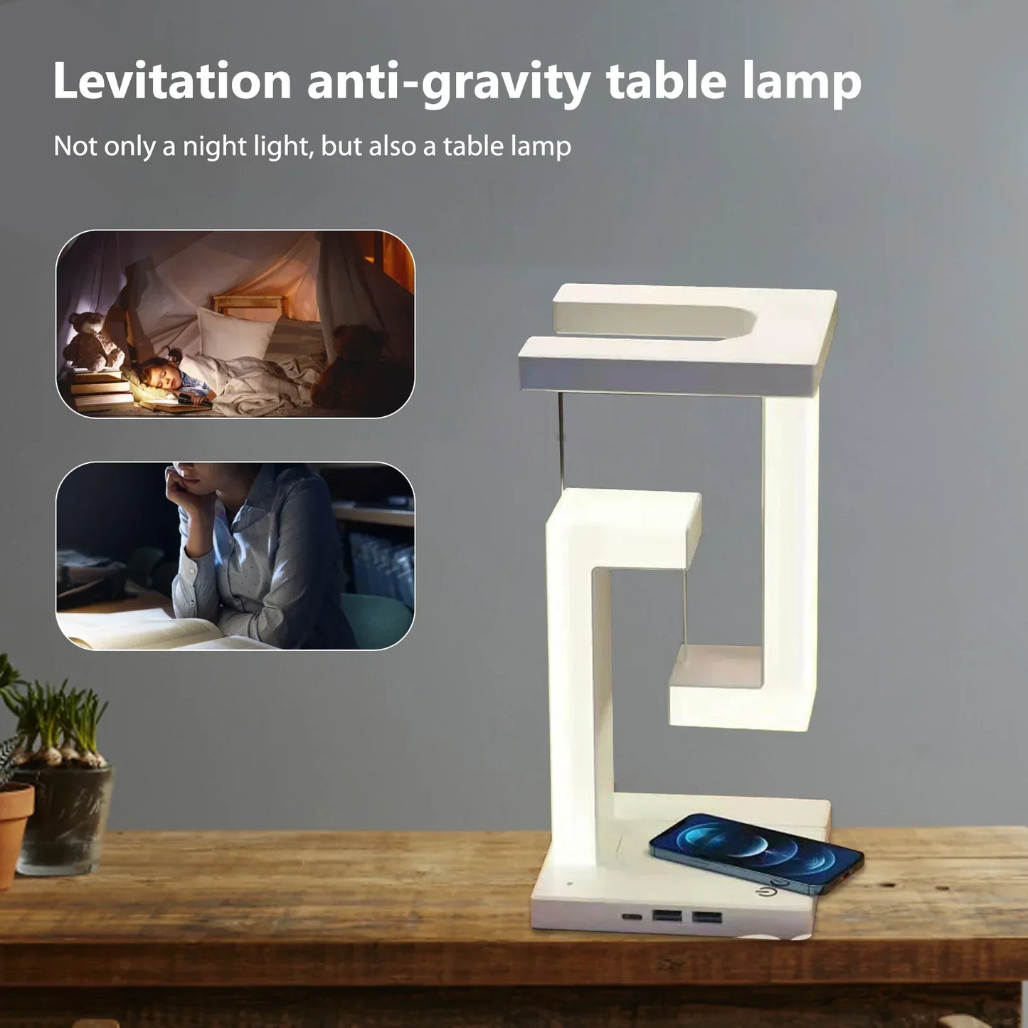 Wireless Night Lamp with Anti-Gravity Orbit Charging Feature