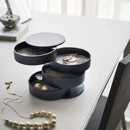 Rotating Jewelry Organizer with 5 Layers - Dust-Proof Compact Storage for Accessories