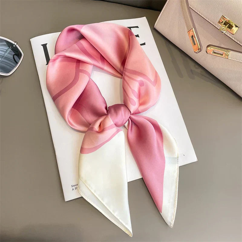 Silk Checkered Scarf with Charm