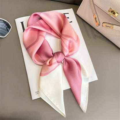 Silk Checkered Scarf with Charm