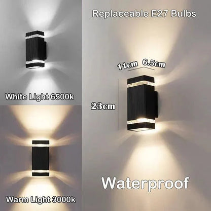 Outdoor Wall Light with Up & Down Illumination | E27 Socket | IP65 Weatherproof | 25×10×8 cm