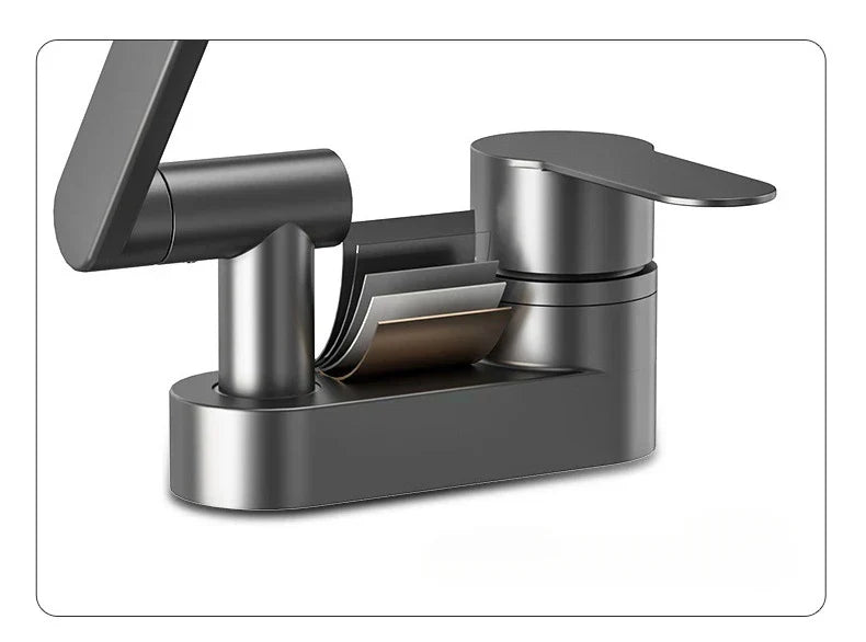 Two-Hole Basin Mixer Faucet with 360° Swivel for Hot and Cold Water