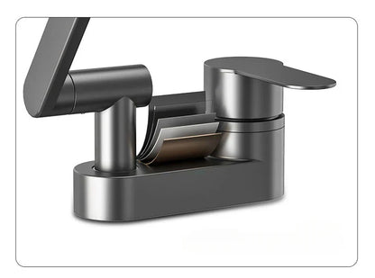 Two-Hole Basin Mixer Faucet with 360° Swivel for Hot and Cold Water