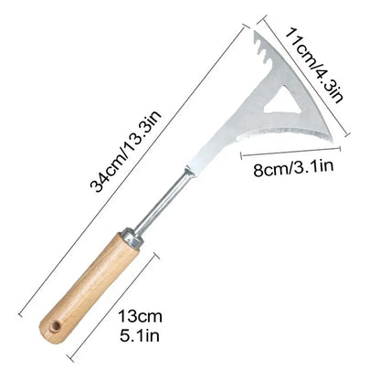 Weed Removal Tool for Garden and Paving – Stainless Steel and Wood