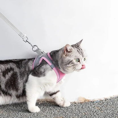 Adjustable Reflective Cat Harness with Leash for Adventurous Pets