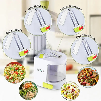 4-in-1 Spiral Vegetable Slicer with Stainless Steel Blades – Non-Slip, Compact for Zoodles and Vegetable Pasta