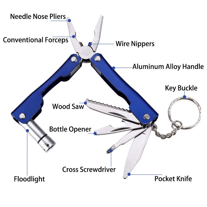 Aluminum Multitool Keychain with 9 Functions for Explorers
