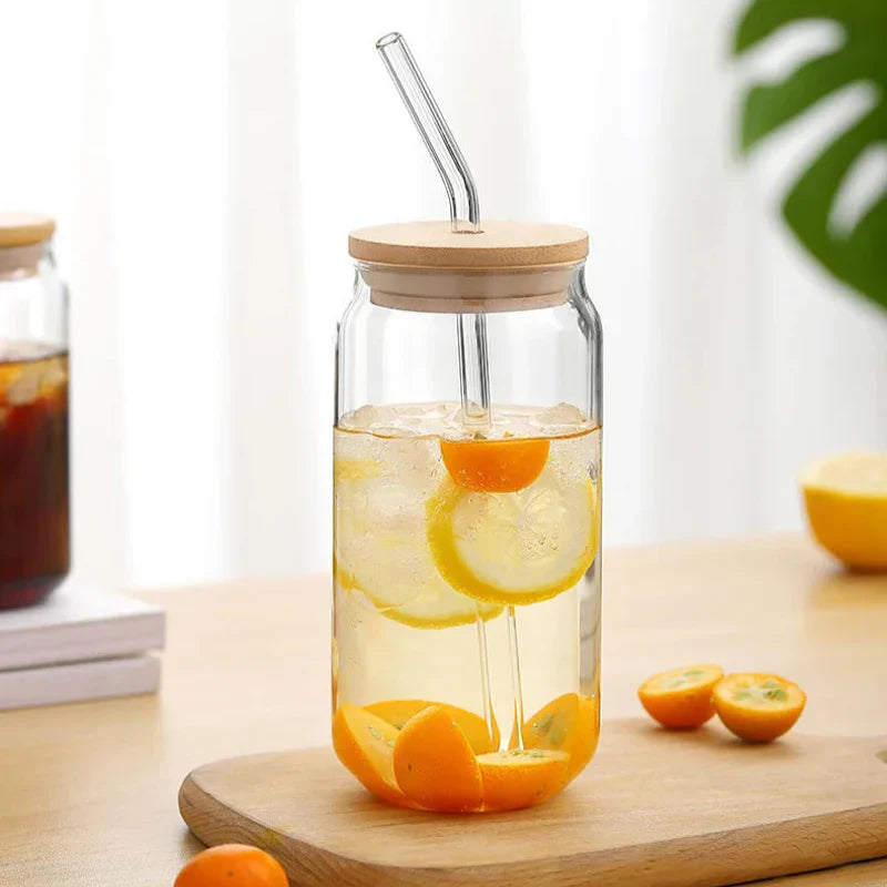 Eco-Friendly Glass Container with Bamboo Lid for On-the-Go Use