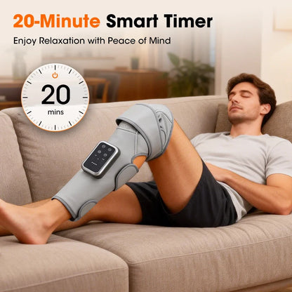 Cordless Leg Wrap Massager for Calves and Knees – Heat and Air Compression with 3 Levels and Adjustable Pressure