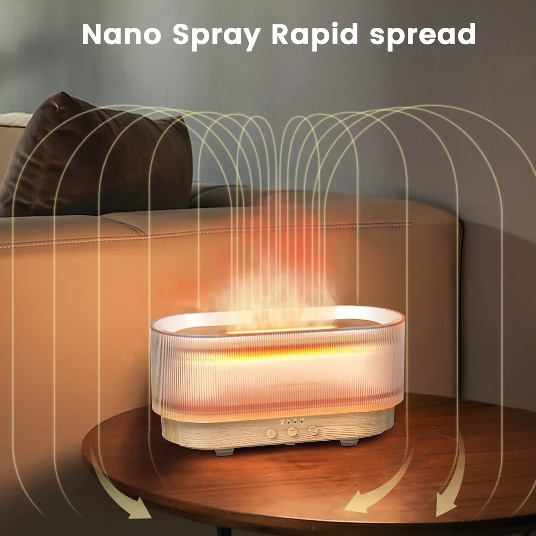 300ml Ultrasonic Essential Oil Diffuser with Flame Effect and LED – 12 Hours Runtime
