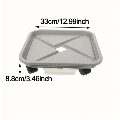 Plant Roller with Drip Tray | Square Mobile Plant Stand | Sturdy and Easy to Move