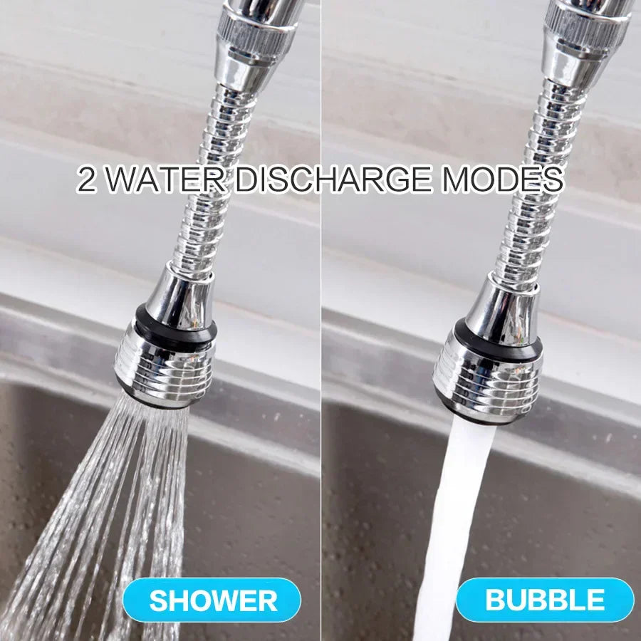 Stainless Steel Faucet Extension with 360° Rotation and Water Saver