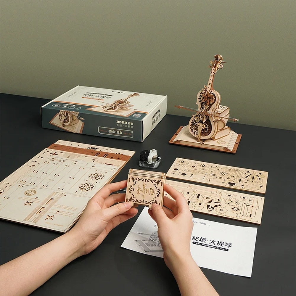 Intricate 3D Wooden Cello Assembly Puzzle | Harmonix