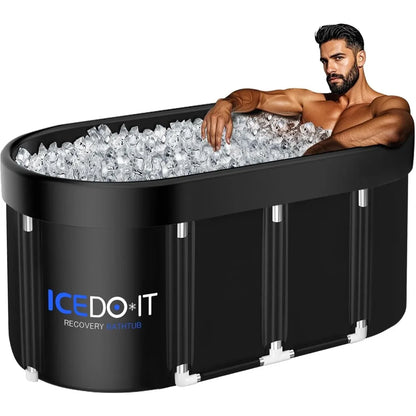 Portable 129-Gallon Oval Cold Plunge Tub for Adults – Insulated Ice Bath