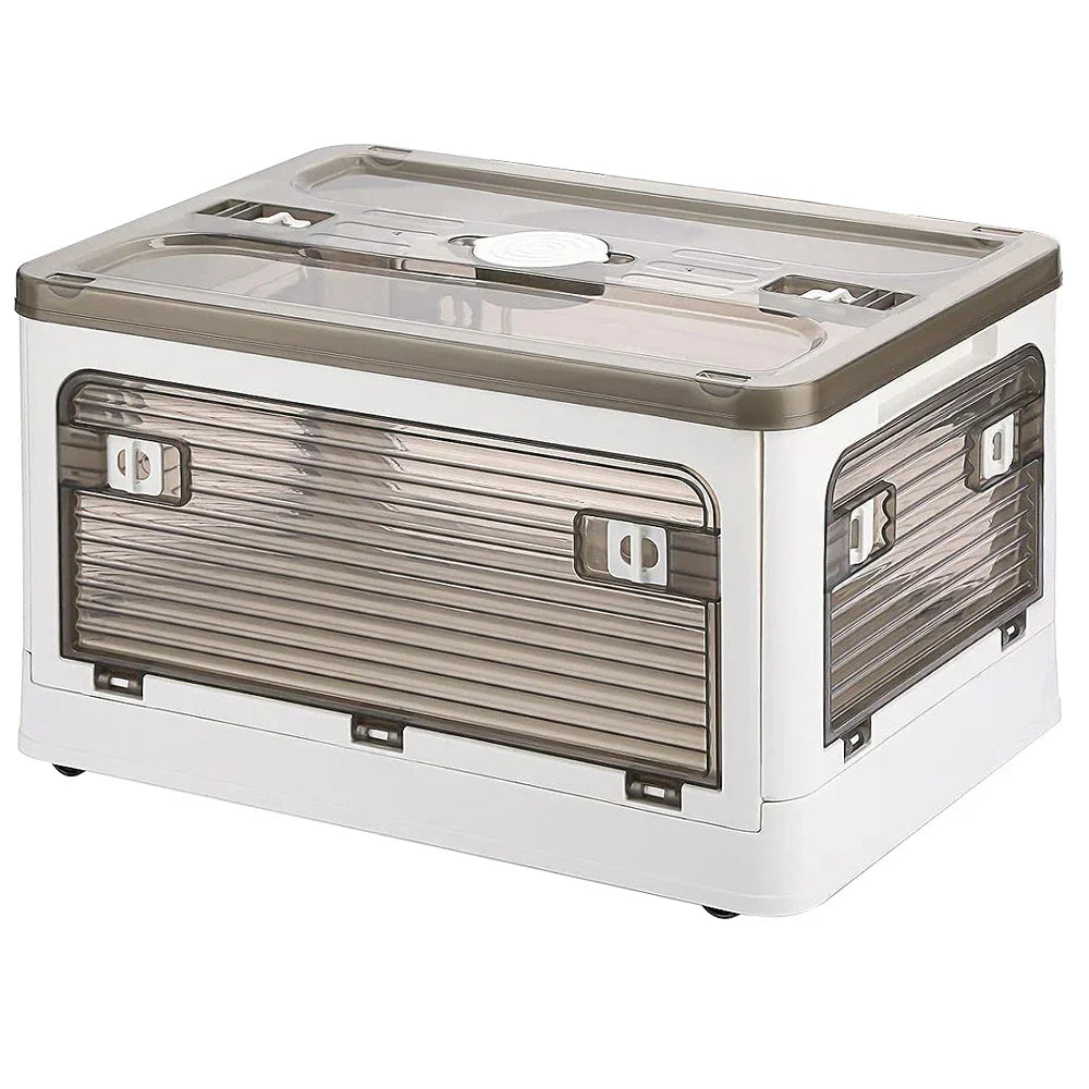 Collapsible Storage Box with Handle & Wheels | Clear & Stackable | 27 L / 40 L / 53 L – White