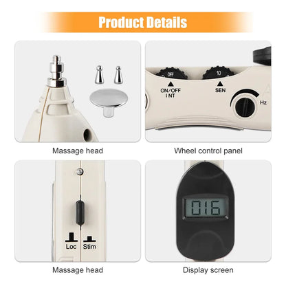 Rechargeable Massage Pen with LCD, 10 Intensity Levels, Needle-Free Tips