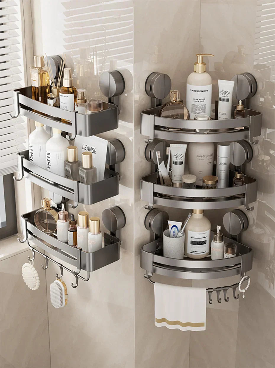 Suction Cup Bath Shelf for Drilling-Free Installation – AquaGrip Style