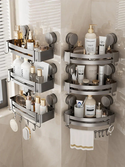 Suction Cup Bath Shelf for Drilling-Free Installation – AquaGrip Style