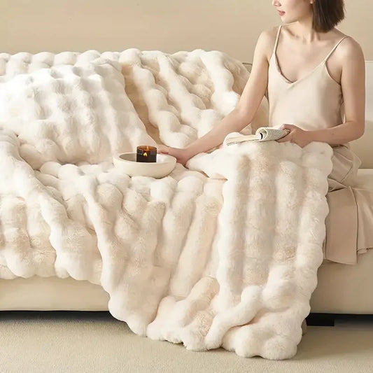 Cozy All-Season Throw Blanket with Reversible Bubble Design
