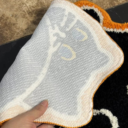 Cat-Themed Black Mat for Home Decor