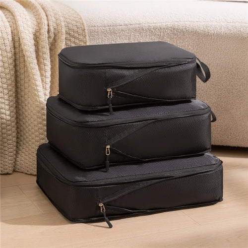 Travel Compression Packing Cubes Set | 3 Sizes | Waterproof & Lightweight