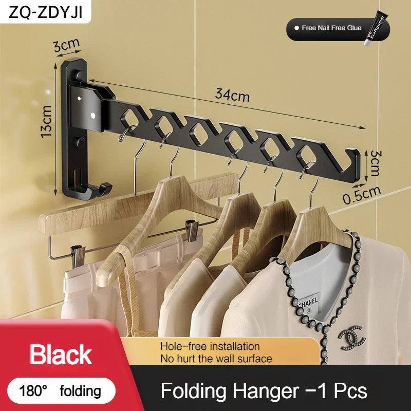 Wall-Mounted Clothes Dryer with 180° Swivel | Foldable | Aluminum 13 x 34 x 3 cm