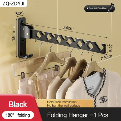 Wall-Mounted Clothes Dryer with 180° Swivel | Foldable | Aluminum 13 x 34 x 3 cm