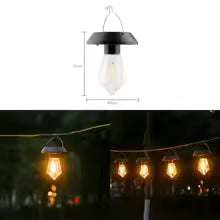 Small Solar-Powered Hanging Light with Tungsten Bulb – Waterproof LED for Balcony & Garden Decor