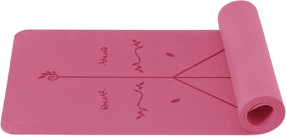 Non-Slip Pilates and Fitness Mat | Skin-Friendly TPE | 183 × 61 × 0.6 cm | With Alignment Lines