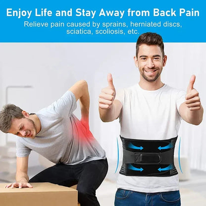 Back Support Belt | 360° Lumbar Support with Memory Aluminum & Steel Springs | Breathable & Discreet Under Clothing