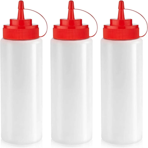 3-Pack of 12 oz Squeeze Bottles for Sauces – Leak-Resistant Dispenser for Oil, Syrup & Dressing