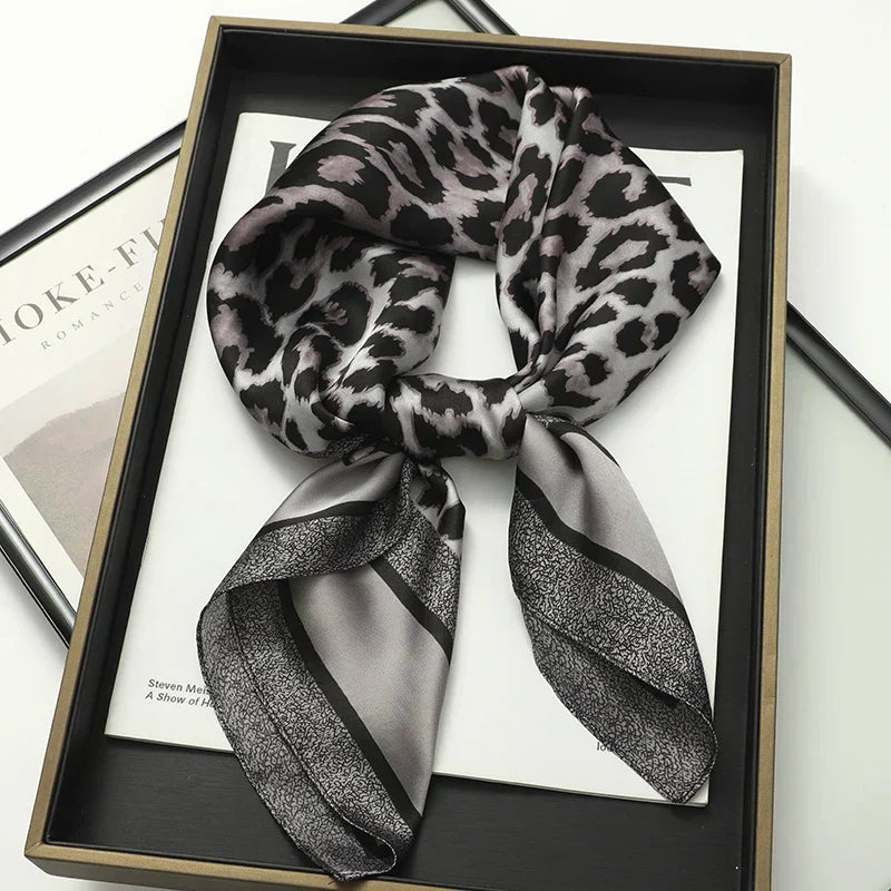 Silk Checkered Scarf with Charm