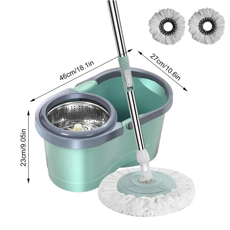 Automatic Rotating Mop Set with Bucket | Includes 3 Replacement Microfiber Heads | Spin Mop for Kitchen & Living Room