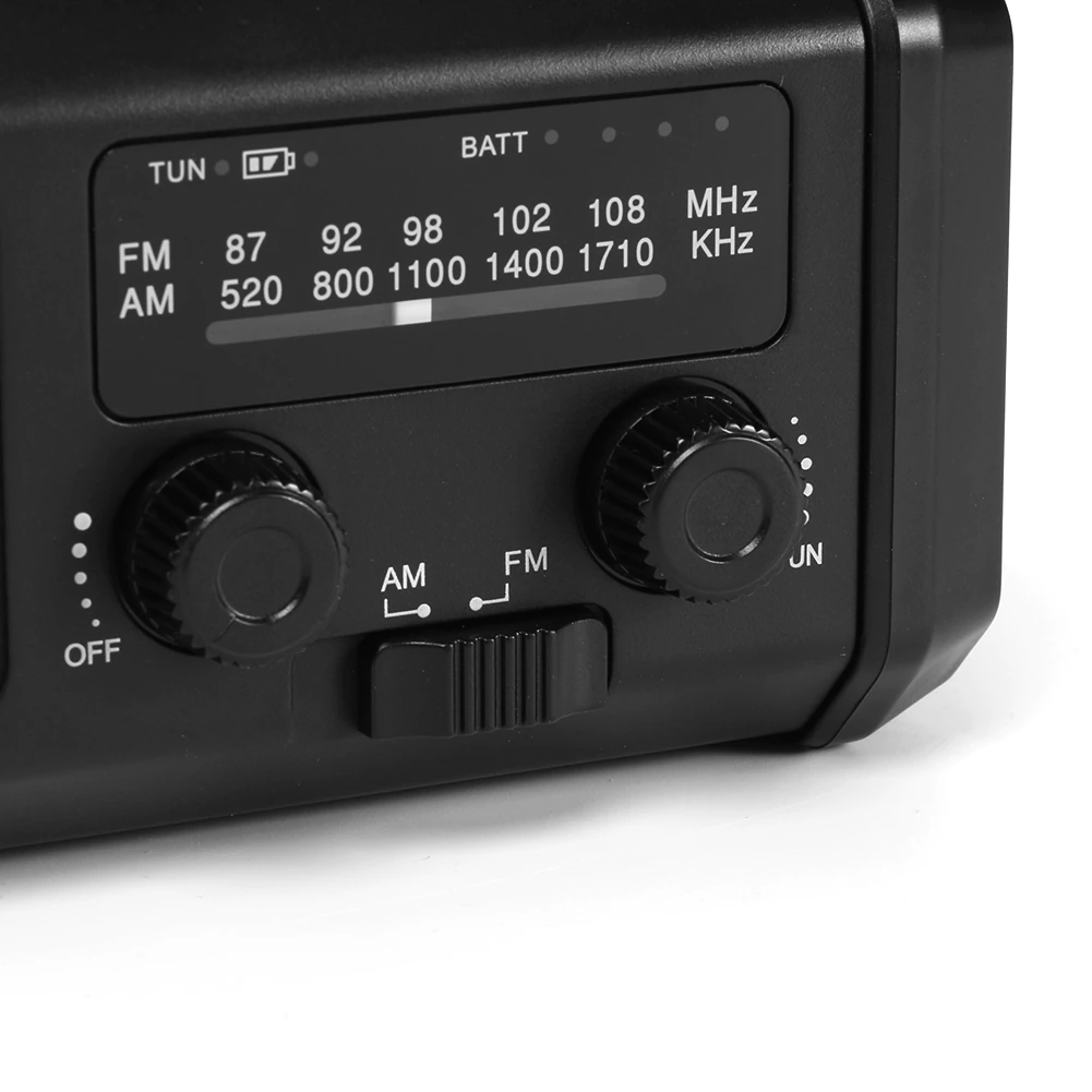 Emergency Radio with Solar and Hand Crank Power
