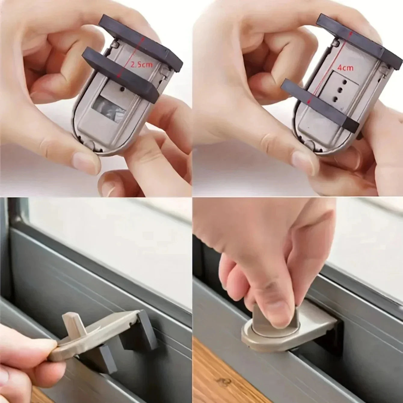Sliding Lock Without Drilling | Strong Adhesive & Child Safety | For Doors, Windows & Furniture