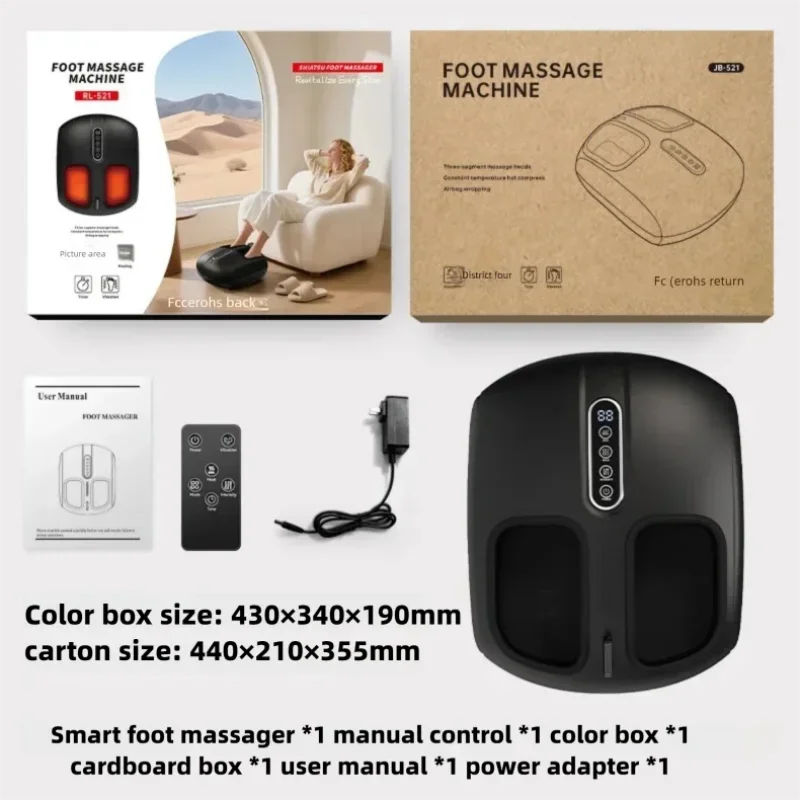 Heat and Air Compression Foot Massager with Remote, LCD Display & Adjustable Intensity