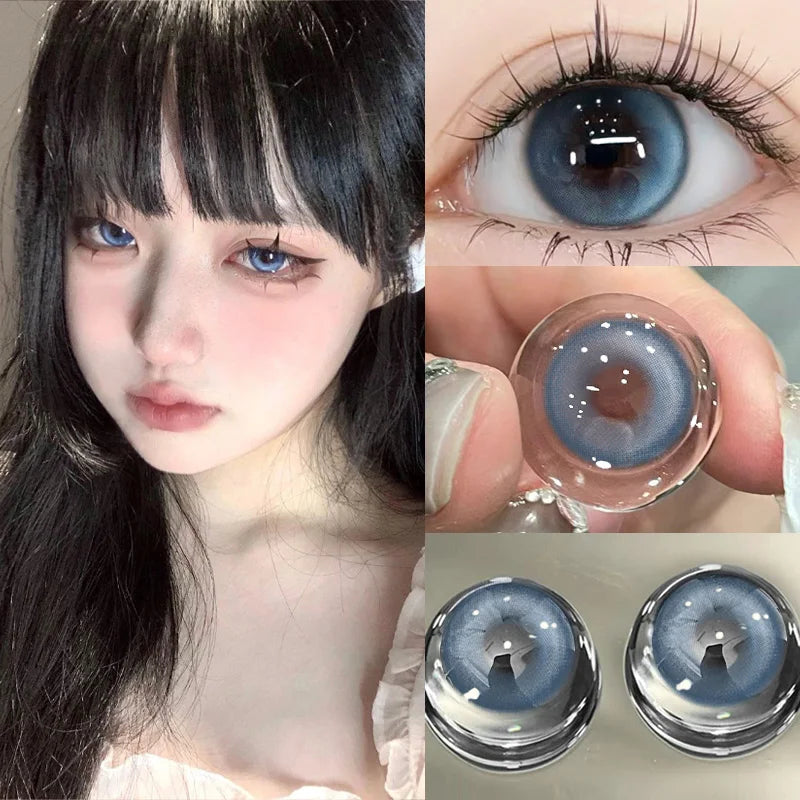 1 Pair Colored Contact Lenses with Diopters – Natural Blue and Green