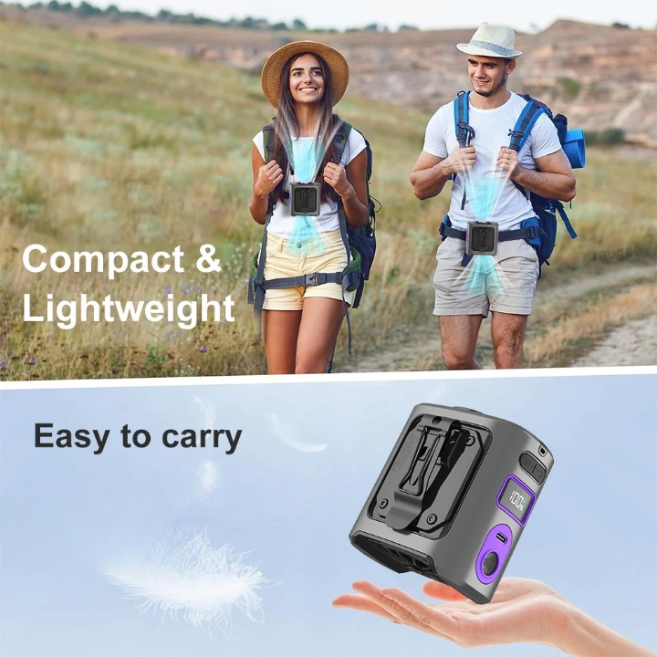 Portable Hip Fan with 8000mAh Power Bank and LED Light – Cooling Device