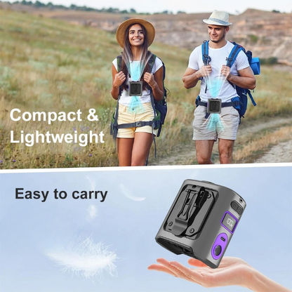 Portable Hip Fan with 8000mAh Power Bank and LED Light – Cooling Device
