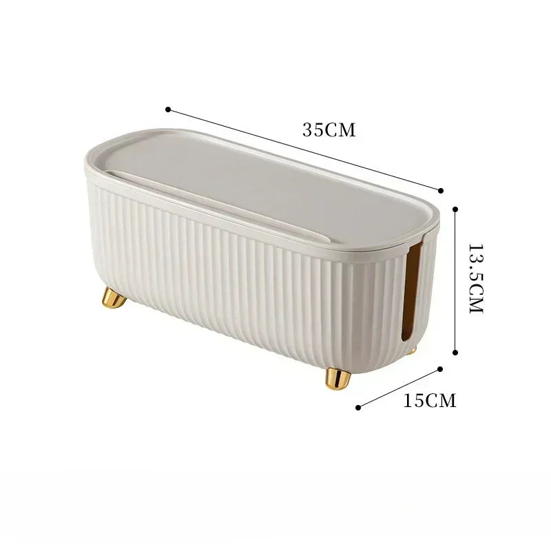 Cable Management Box with Lid - Storage for Sockets and Router - White Scandinavian Design