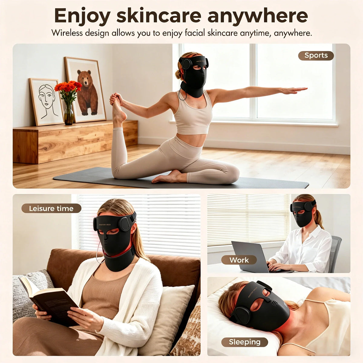 Neck Light Therapy LED Mask – Red Light Treatment for Acne, Wrinkles, and Skin Brightening