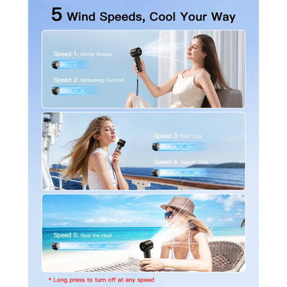 Mini Handheld Fan with 5-Speed Turbo – Lightweight and Compact