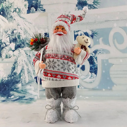 Christmas Figure MerryClaus | Santa Claus Sitting & Standing | 30 cm Decoration for Mantel, Table & Tree Ornaments