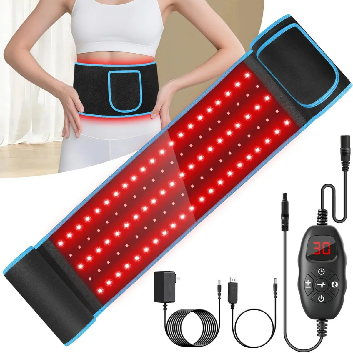 Infrared Waist Wrap with Red Light Therapy – 660nm 850nm for Pain Relief and Recovery